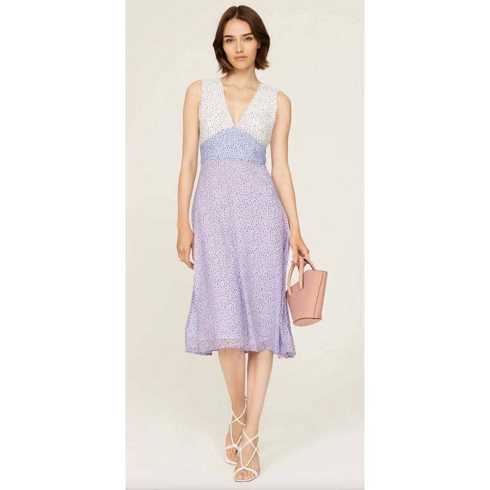 Anthropologie Hutch Dress Size 4 V-Neck Multi Dots Sleeveless Cottagecore Delica